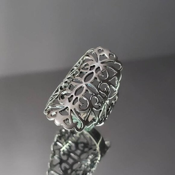 Sterling Silver Shield Ring, Silver Women Ring, Statement Ring, Bali Boho, - Picture 3 of 6